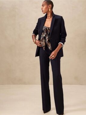 NWT Banana Republic Black Siena Straight Italian Wool Pant